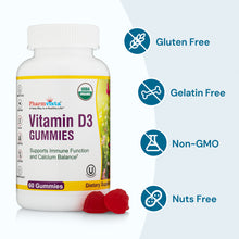 Organic Vitamin D3 1000IU Gummies - Sunshine vitamin, Gluten Free, Natural Cherry Flavor, Made in USA