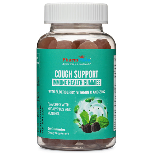 Pharmvista Menthol Cough and Cold Gummy with Immune Support - Vegan, Gluten-Free, Non-GMO - Natural Menthol and Eucalyptus Flavor - 60 Count