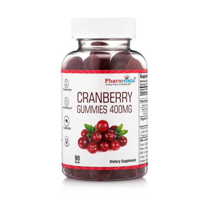 Cranberry Gummies 400mg - Gluten Free, Nutrient Rich supplement - 90 Count