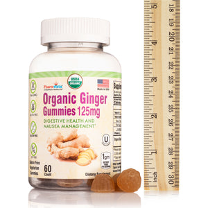 Organic Ginger Gummies 125mg - Nausea Management, Gluten Free - 60 count