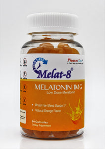 Melat-8 Low Dose Melatonin Gummies - Melatonin 1mg in a Natural Orange Flavor for Sleep Support - 60 Count